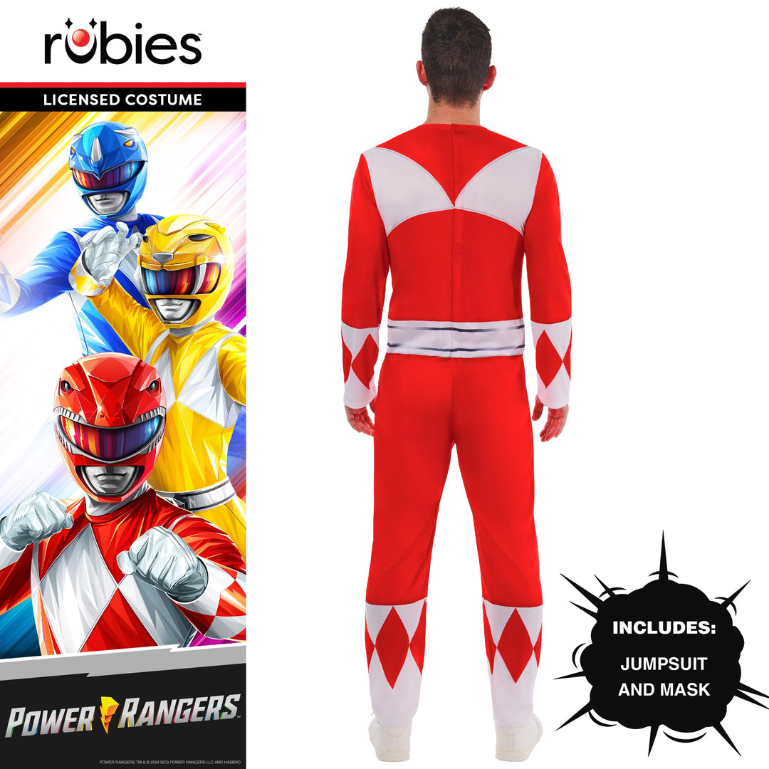 Rubie's 1001409S000 Adult Mighty Morphin Red Ranger Power Fancy Dress, 37" Chest