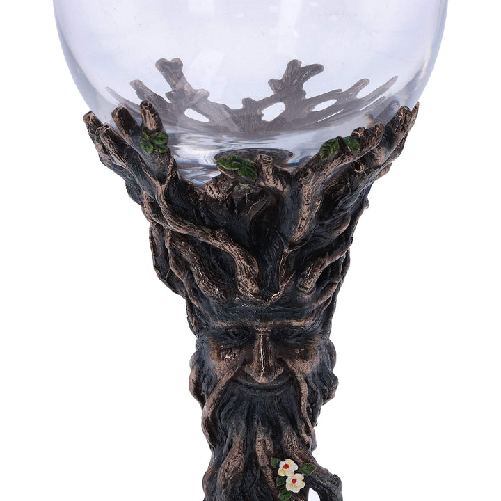 Bronze Forest Nectar Ancient Tree Spirit Green Man Goblet Wine Glass 23cm
