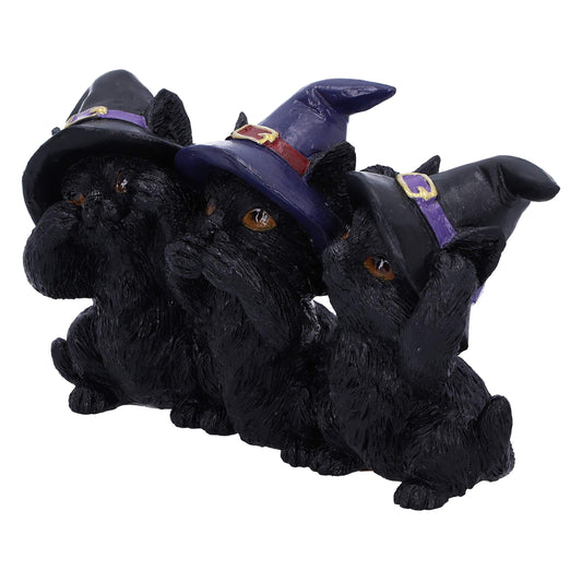 Three Wise Black Cats See No Hear Speak Evil Familiar Figurine 11.5cm 2