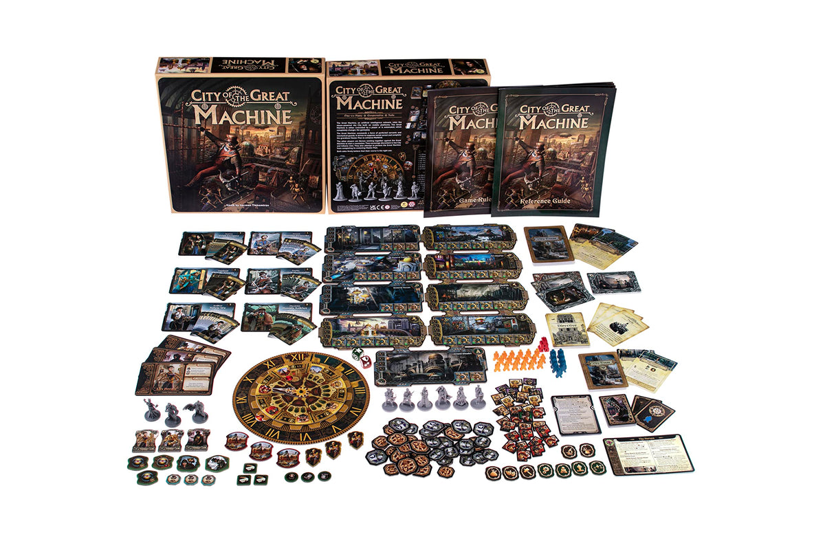 City of The Great Machine Board Game | 1-4 Players | Ages 14 and up | Steampunk | One-vs-Many | Hidden Movement | Cooperative & Solo | Average Playtime 45-90 min 8