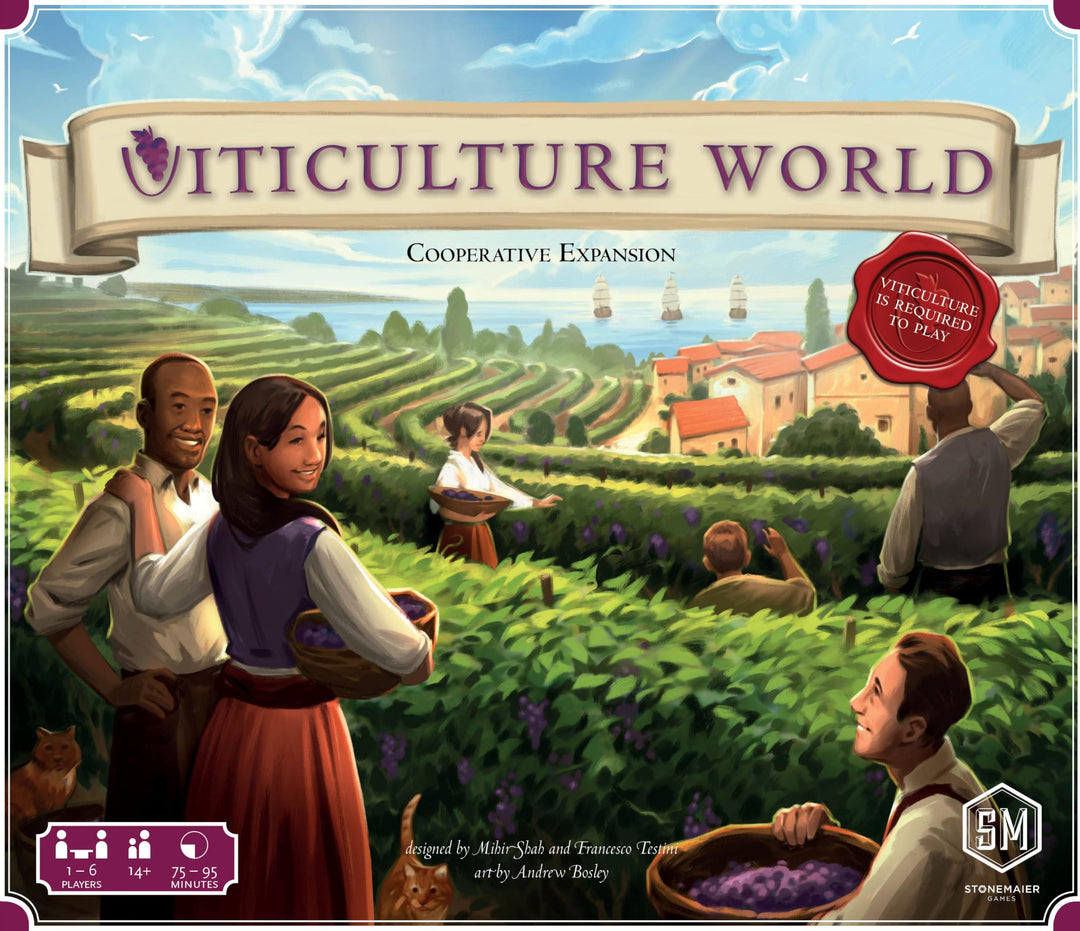 Stonemaier Games: Viticulture World: Cooperative Expansion | Add to Viticulture (Base Game) | New Board, New Tiles, New Events | 1-6 Players, 120 Mins, Ages 14+