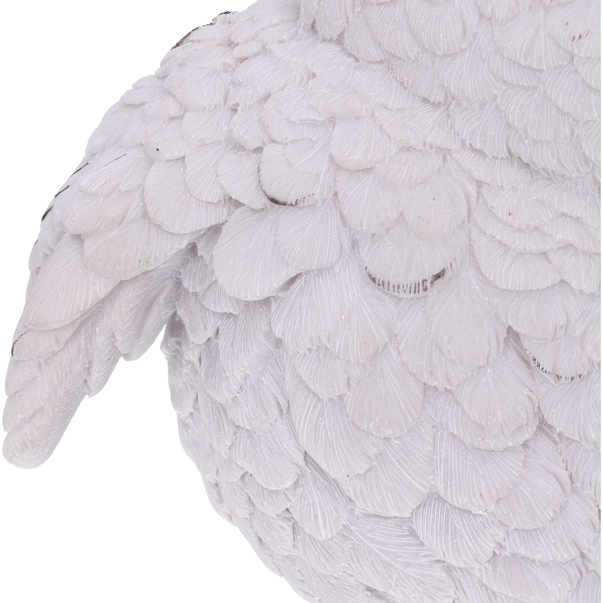 Feathers Cute Round Snowy Owl Figurine 12.5cm White Resin Statue 6
