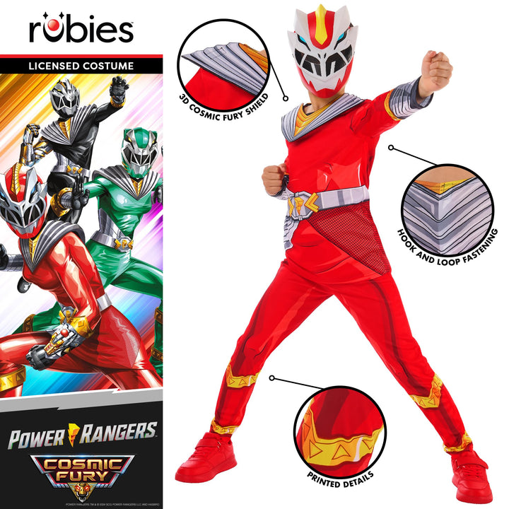 Rubie's 1001583XXS000 Power Cosmic Fury Red Ranger Kids Fancy Dress, 3-4