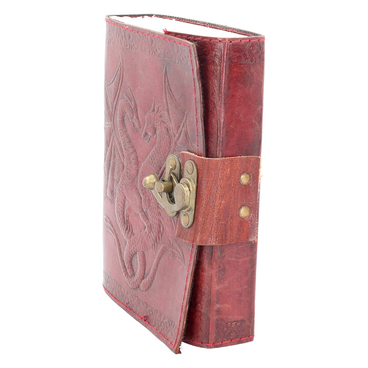 Lockable Double Dragon Leather Embossed Journal