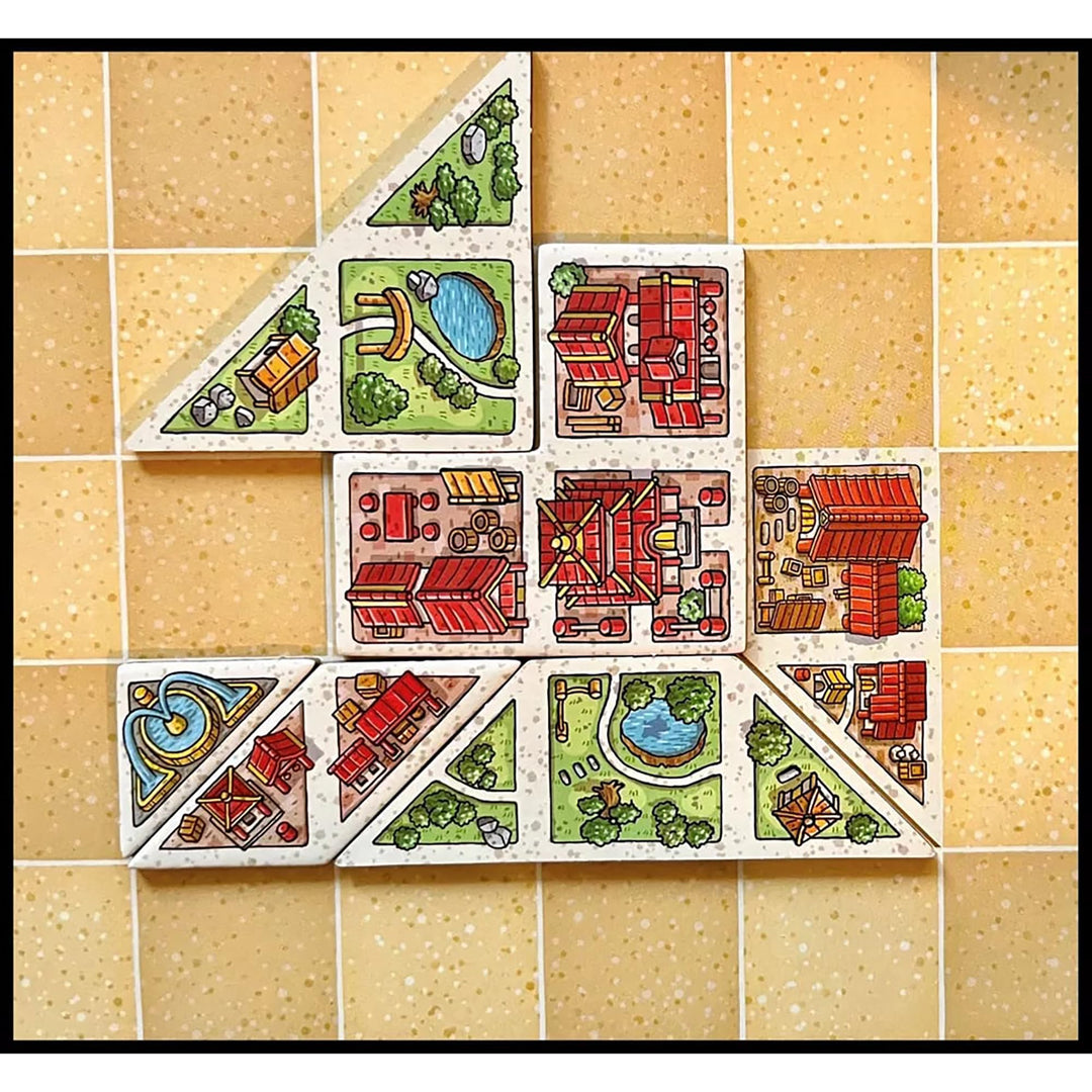 Capstone Games Tangram City - Tile Laying Strategy Board Game, Build Your City, Bring Harmony to The Human & Natural Realm, Ages 10+, 1-5 Players