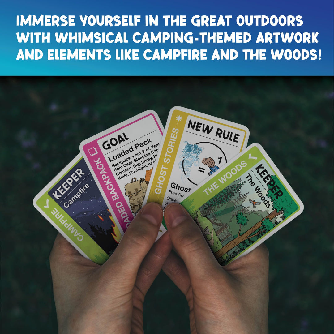 Camping Fluxx Card Game by Looney Labs - Summer Fun, Outdoor Adventure, Perfect for Family Camping Trips and Campfire Nights