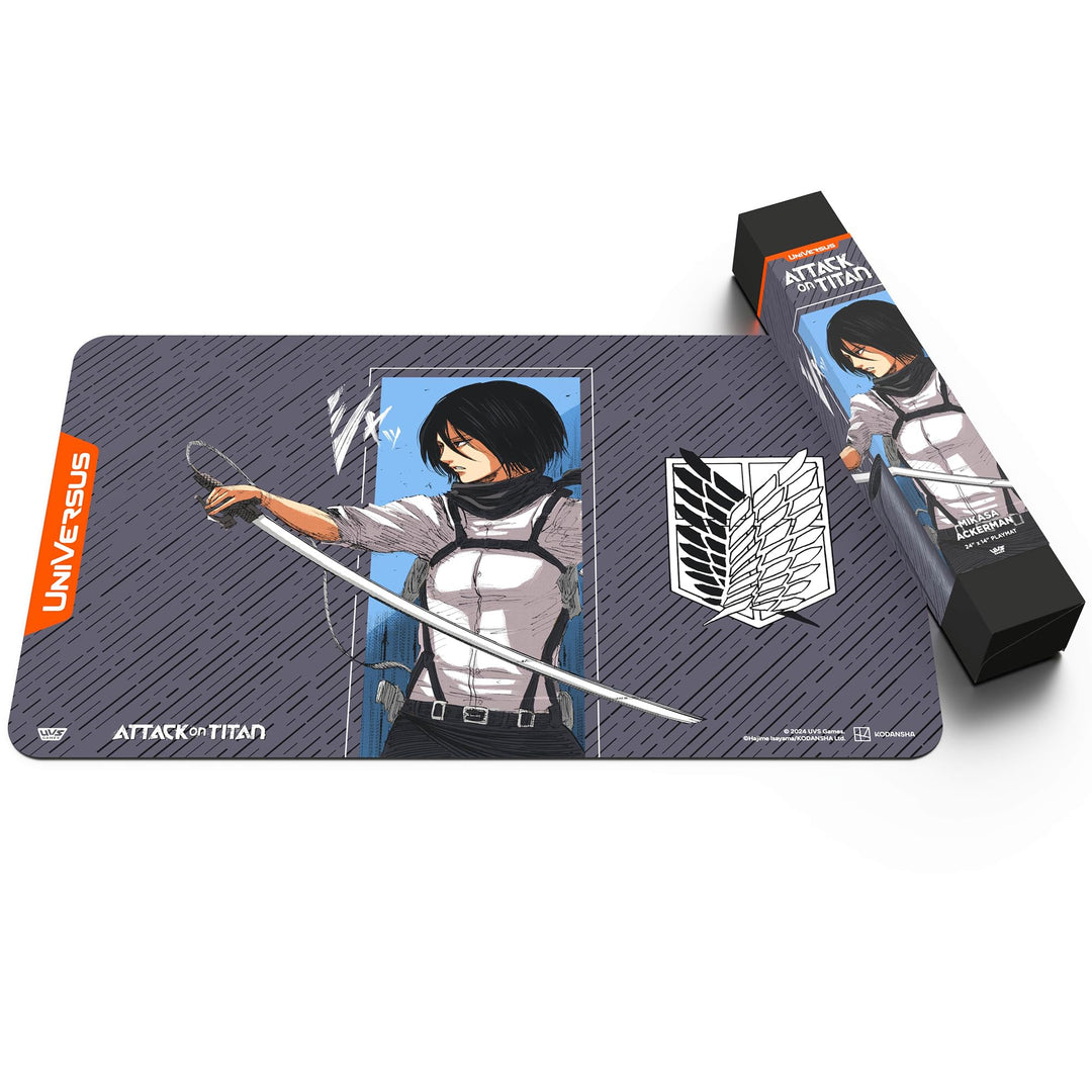 UniVersus Attack on Titan: Battle for Humanity - Mikasa Ackerman Playmat - 24 x 14 Neoprene Mat, Tabletop Card Game Accessory, UVS Games, Licensed