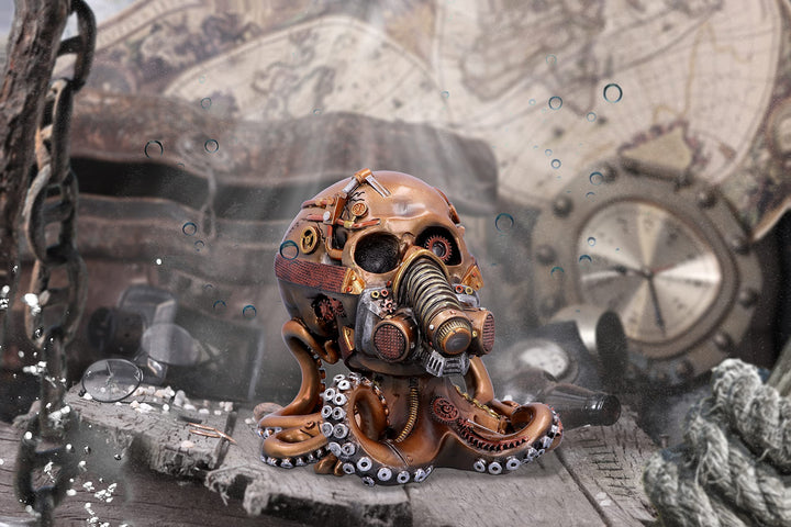 Octo Respiration Bronze Steampunk Skull 18cm
