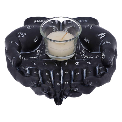 Palmists Guide Black Chiromancy Hands Candle Holder 22.3cm 3