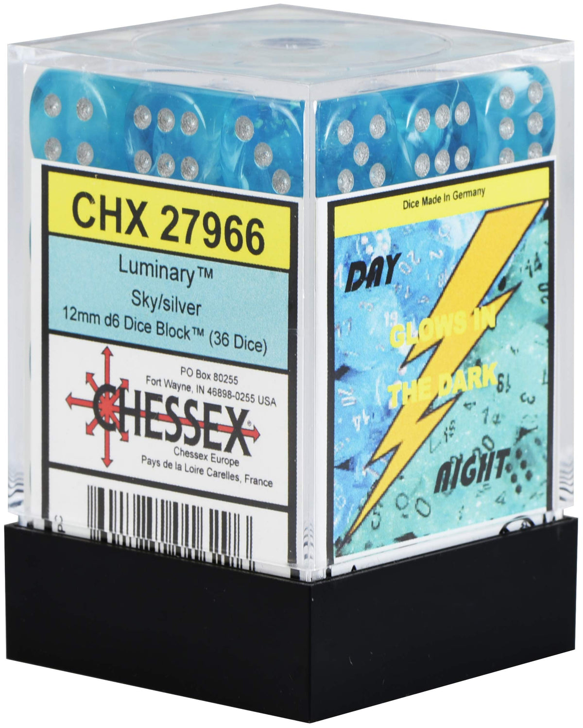 Chessex 27966 Dice, Sky W/Silver, 12 mm 2