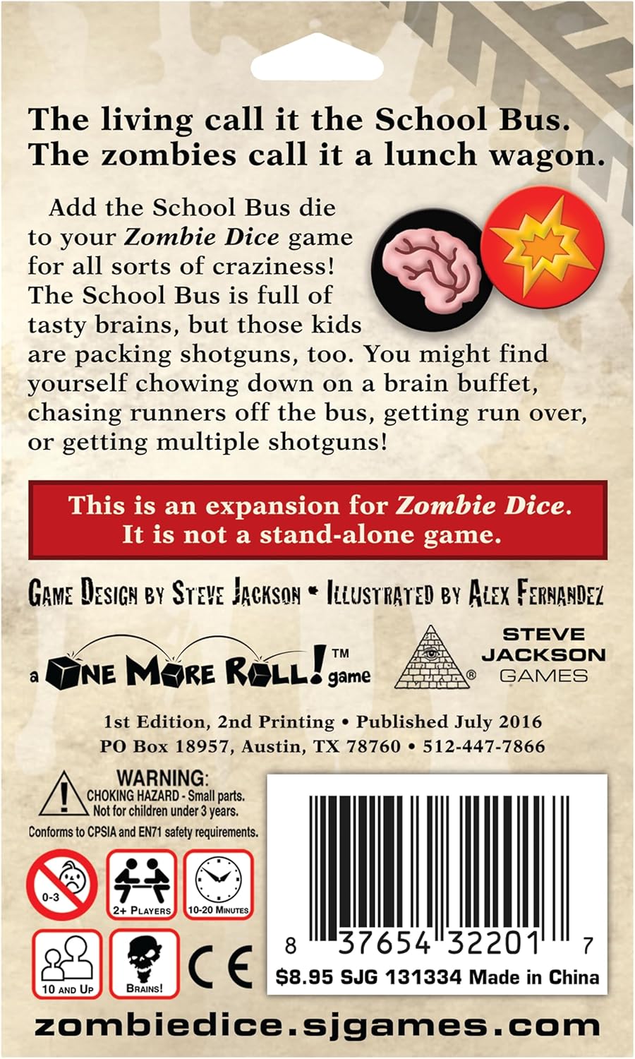 Zombie Dice 3 School Bus Dice Game