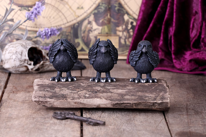 Three Wise Ravens Figurines 8.7cm