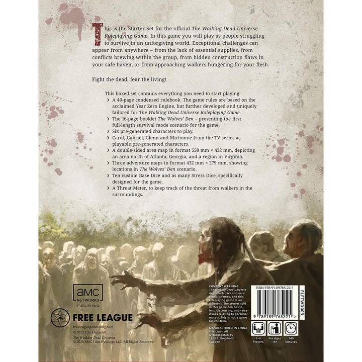 Free League Publishing The Walking Dead Universe RPG Starter Boxed Set, Fantasy Horror Adventure Roleplaying, Adults, Teens Ages 16+