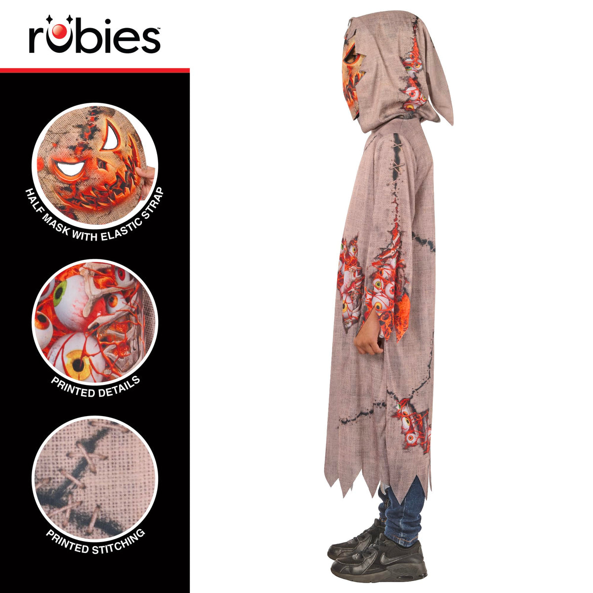 Pumpkin Goblin Kids Hooded Robe and Mask 5
