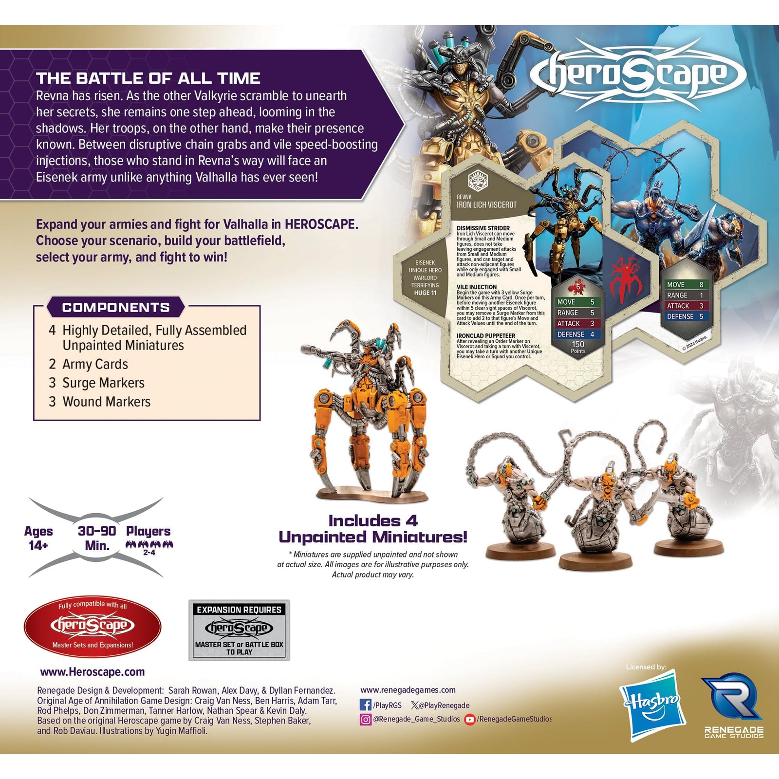 Renegade: Heroscape: Revna’s Rebuke: Iron Lich Viscerot & Necrotech Wraithriders Army Expansion - 4 New Detailed Miniatures, Unpainted, Ages 14+ 2