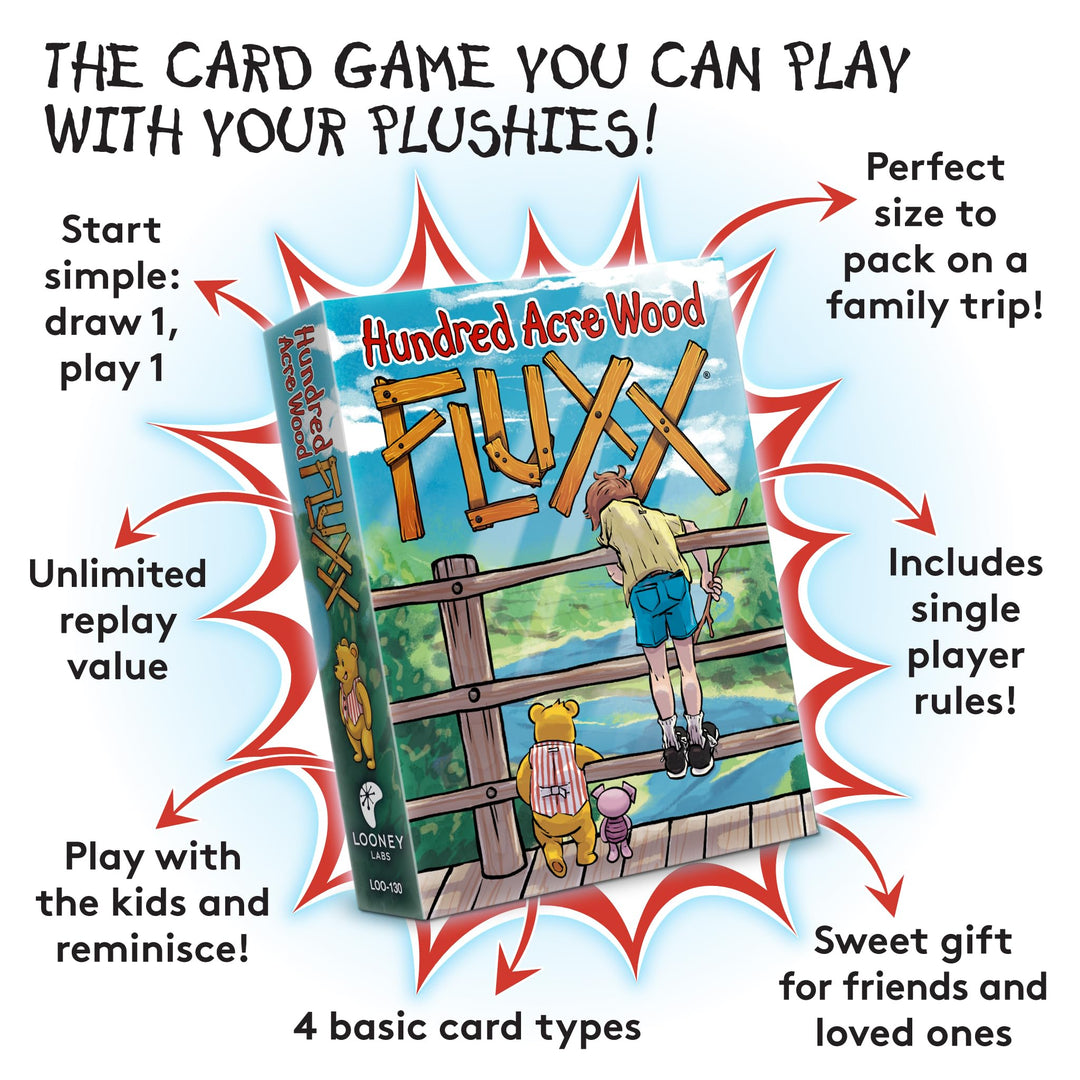 Looney Labs Hundred Acre Woods Fluxx Card Game Fun, Family-Friendly, Ever-Changing Gameplay Featuring Winnie The Pooh and Friends – Quick 10-30 Minute Rounds, Ages 8+