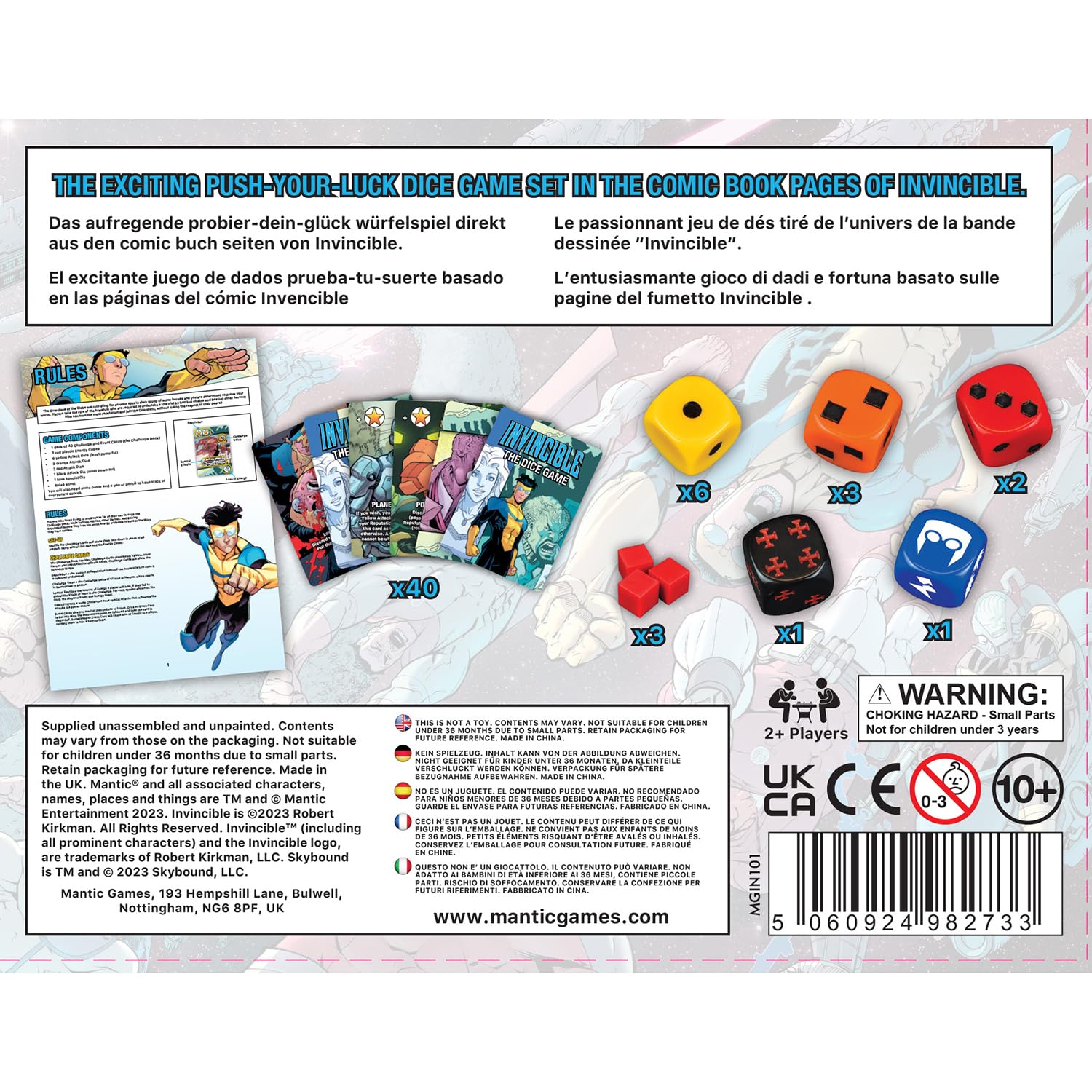 Mantic Games: Invincible: The Dice Game - Fast Paced Push Your Luck Dice Rolling Game, Comic Book Card & Dice Battle Game, Ages 10+, 2+ Players 2