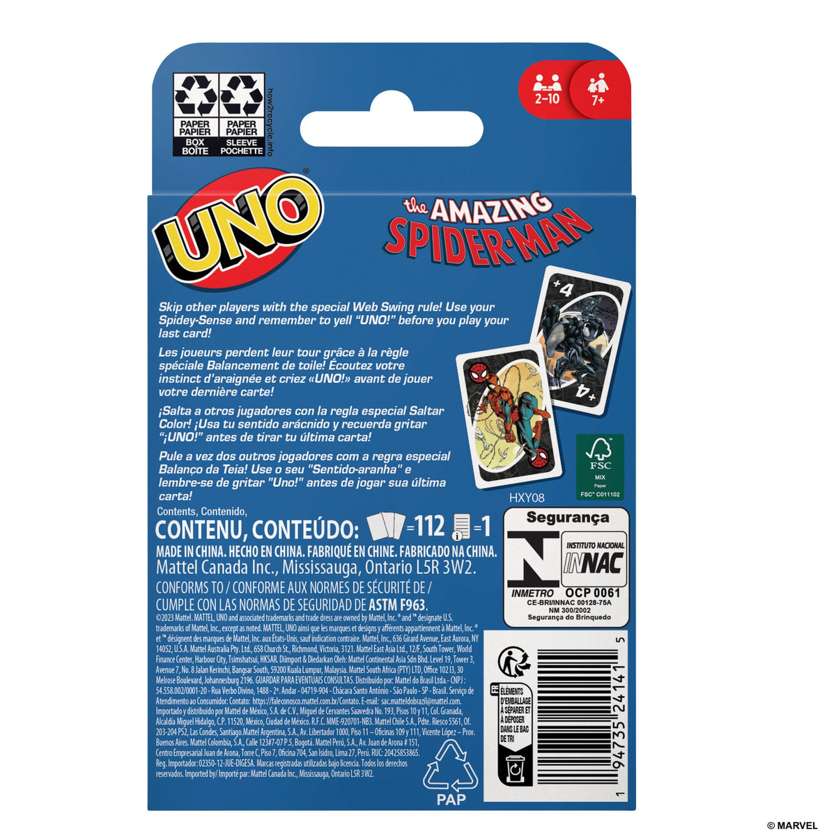 Mattel Games UNO The Amazing Spider-Man Card Game for Kids, Adults & Family with Deck & Special Rule Inspired by the Marvel Comic Book Series, HXY08 6