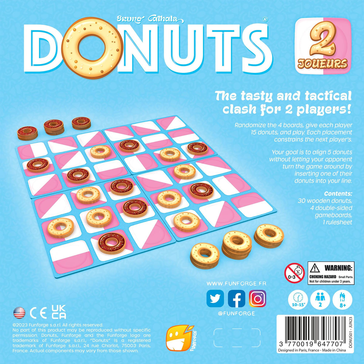 Funforge: Donuts - The Tasty & Tactical Clash for 2 Players, Placement Board Game, Abstract Adult & Family Game, Ages 8+, 10-15 Min 2