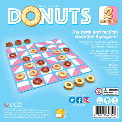 Funforge: Donuts - The Tasty & Tactical Clash for 2 Players, Placement Board Game, Abstract Adult & Family Game, Ages 8+, 10-15 Min 2