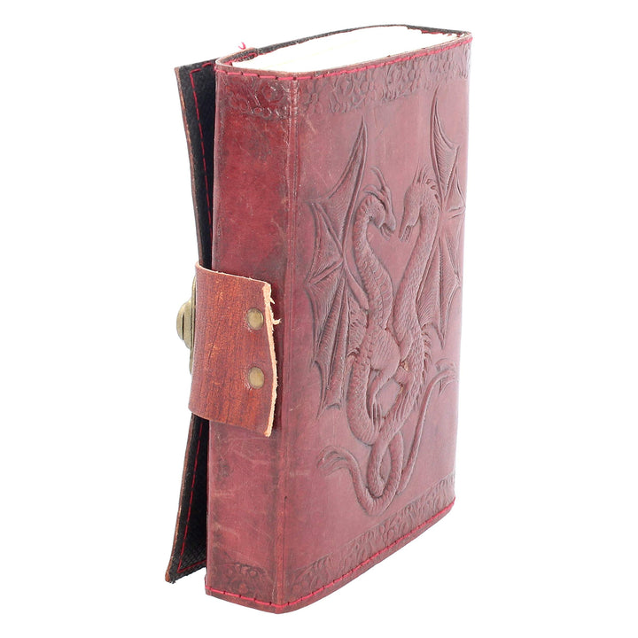 Lockable Double Dragon Leather Embossed Journal