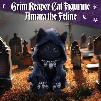 Reapers Feline Cloaked Grim Reaper Cat Figurine 16cm 7