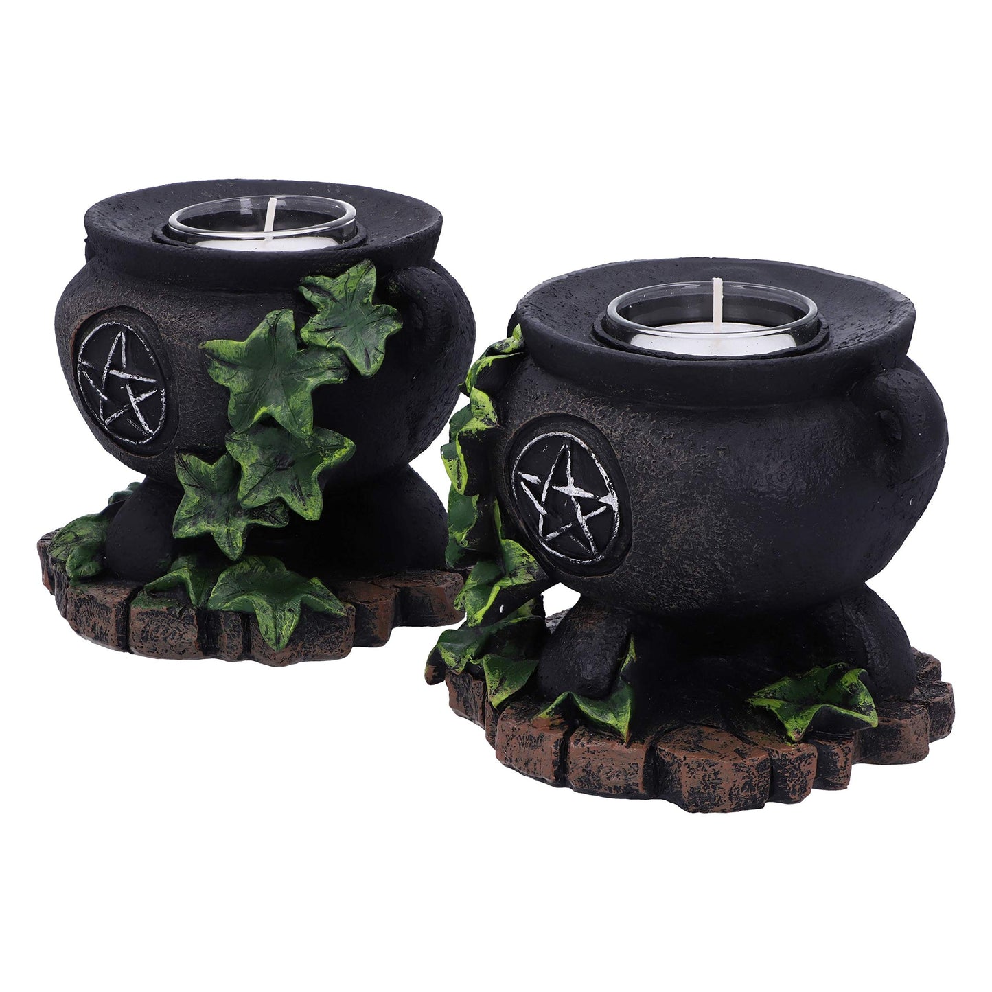 Set of Two Ivy Cauldron Witches Candle Holders 11cm Holder 3