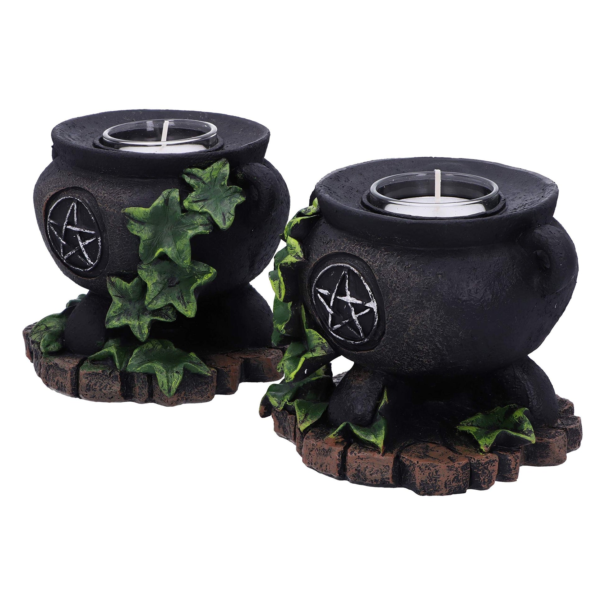 Set of Two Ivy Cauldron Witches Candle Holders 11cm Holder 3