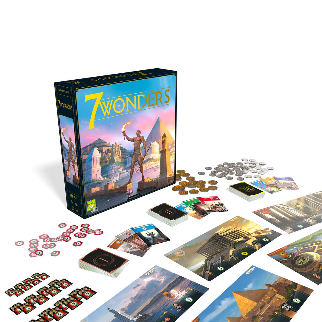 7 Wonders Board Game BASE GAME (New Edition) for Family | Civilization and Strategy Board Game for Adult Game Night | 3-7 Players | Ages 10+ | Made by Repos Production