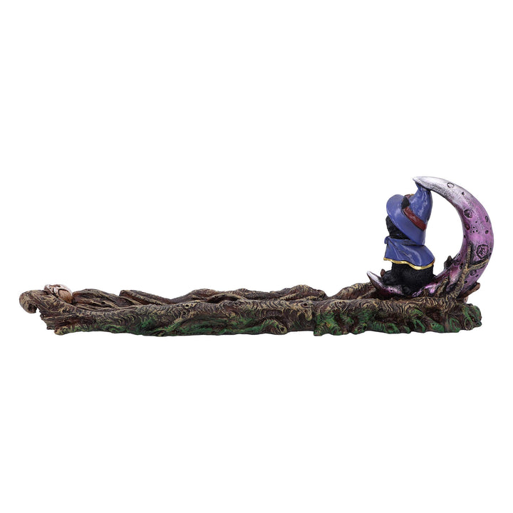 Grimalkin Witches Familiar Black Cat and Crescent Moon Incense Burner 29cm