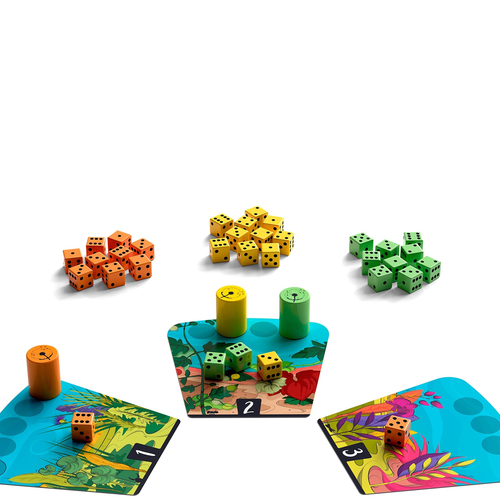 Dandelions - Board Game - Roll-and-Move - Area Majority - 2-3 Players - 15 Minutes Play Time 2