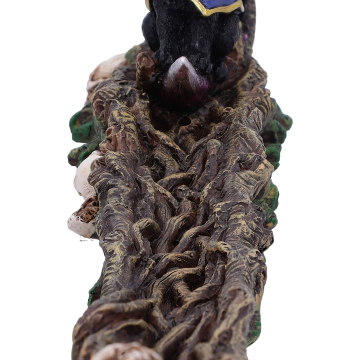 Grimalkin Witches Familiar Black Cat and Crescent Moon Incense Burner 29cm