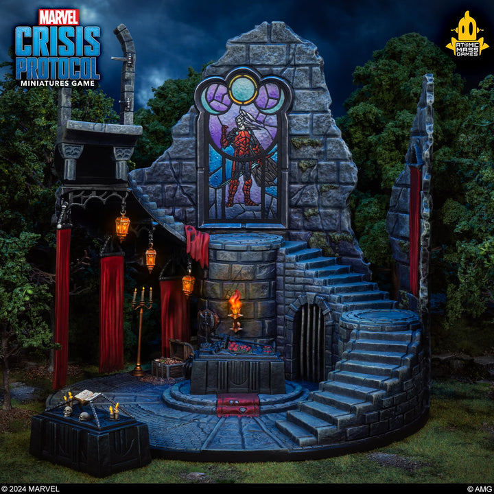 Atomic Mass Games Marvel: Crisis Protocol - Tomb of Dracula Terrain Pack - Iconic Gothic Castle Piece, Tabletop Superhero Game, Ages 14+, 2 Players, 90 Minute Playtime, Made