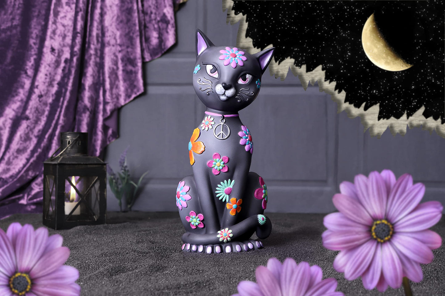 Hippy Kitty Black Cat Ornament 26cm 6