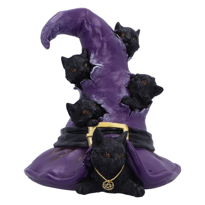 Magical Mischief Witch Hat and Black Cats Figurine 14cm