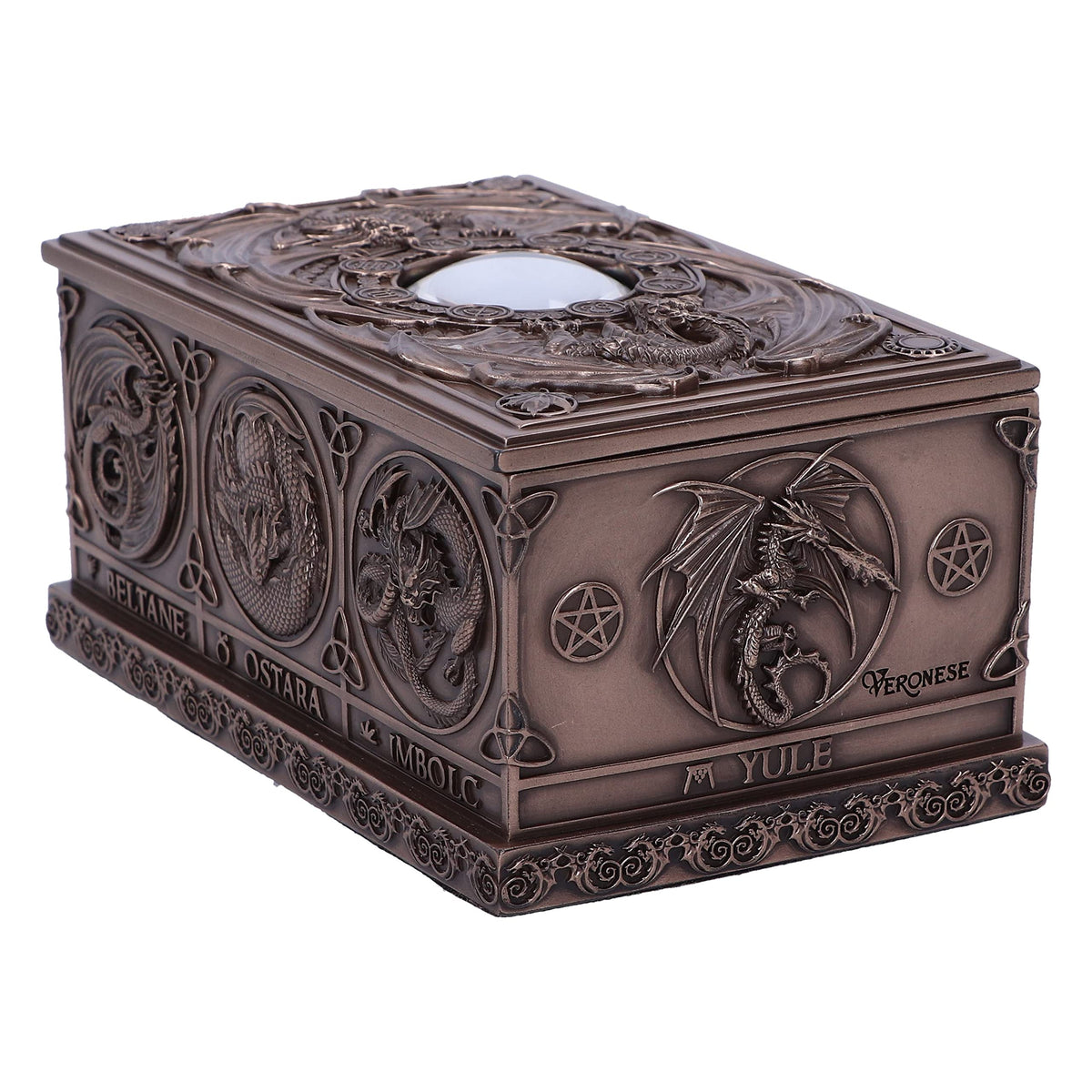 Anne Stokes Dragons of the Sabbats Tarot Box Bronze 14.5cm 3
