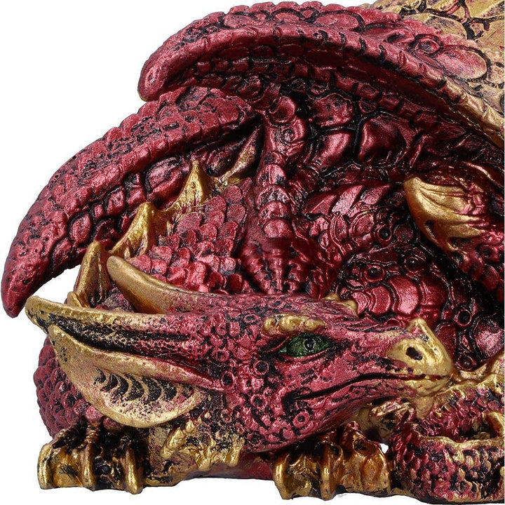 Aaden Red and Golden Resting Dragon Figurine 10.2cm