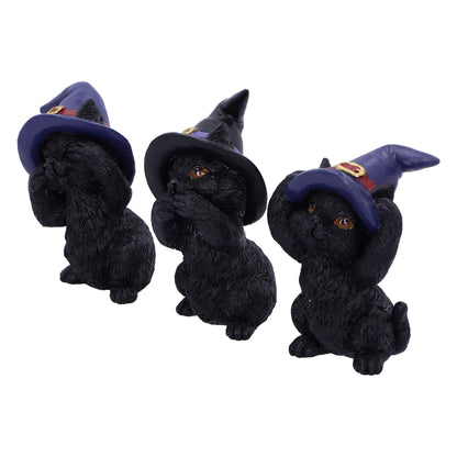 Three Wise Familiars See No Hear Speak Evil Black Cats Figurine 9.2cm 3
