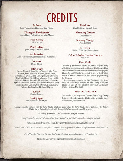 The Order of the Stone Call of Cthulhu Roleplaying Game by Chaosium 6