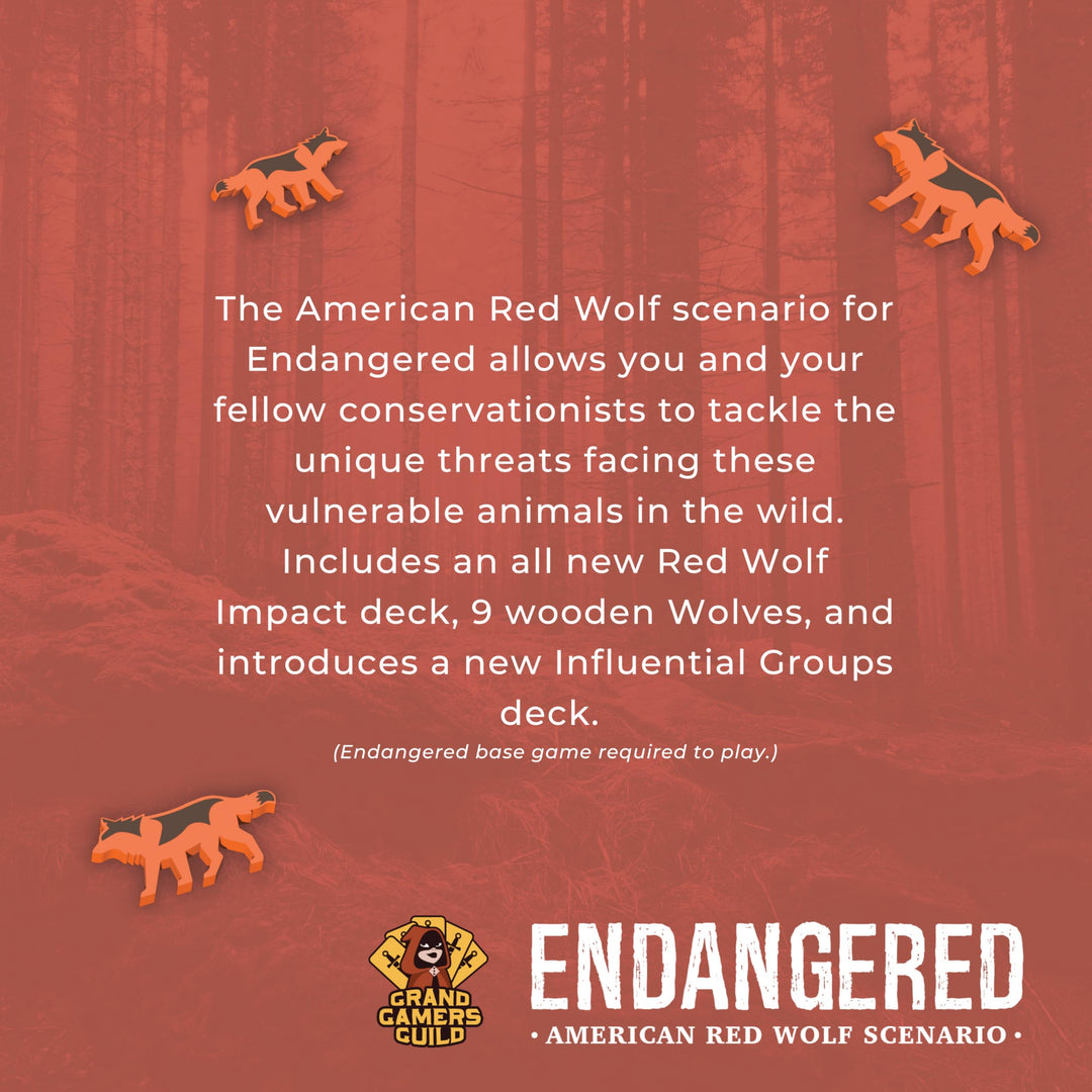 Endangered American Red Wolf Scenario by Grand Gamers Guild – Cooperative Conservation Board Game – Ages 14+, 1 to 5 Players & 60 to 90 Min Playtime