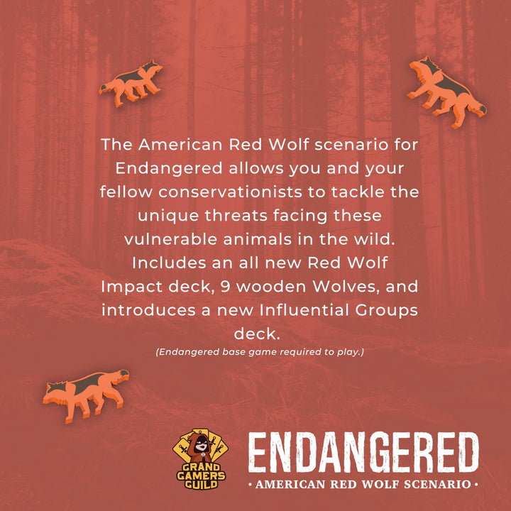 Endangered American Red Wolf Scenario by Grand Gamers Guild – Cooperative Conservation Board Game – Ages 14+, 1 to 5 Players & 60 to 90 Min Playtime