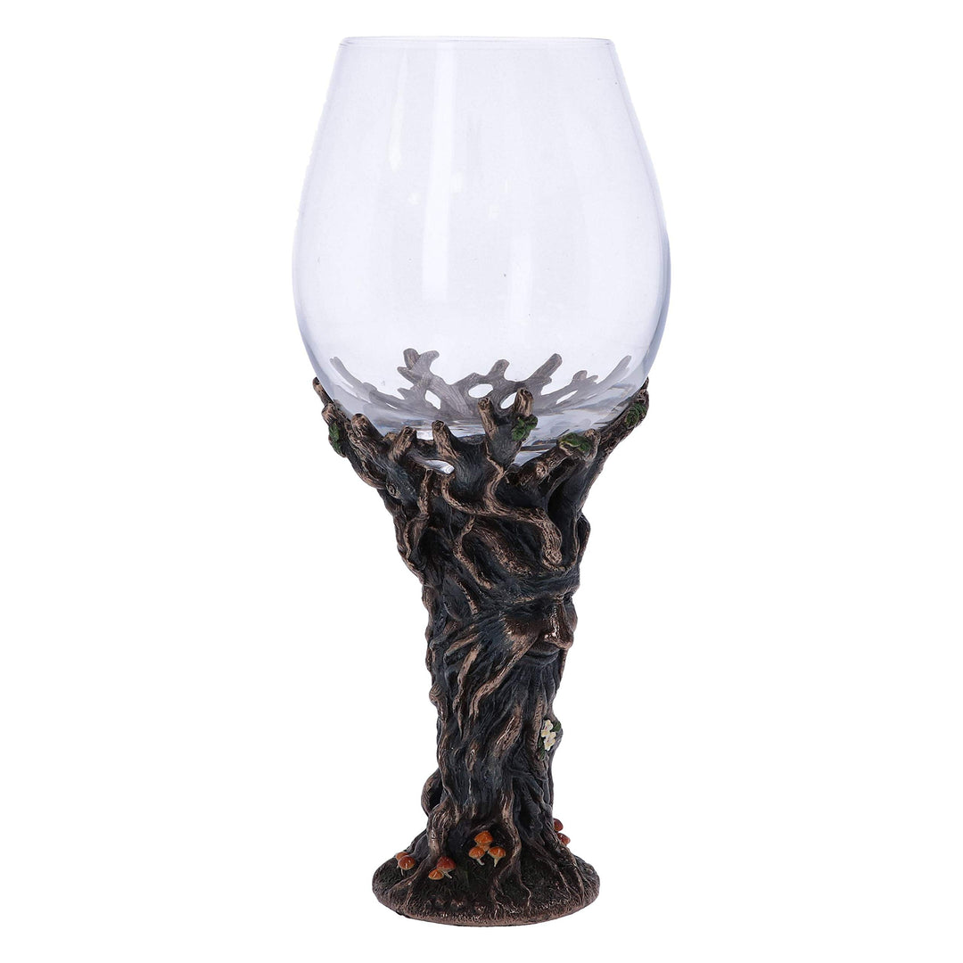 Bronze Forest Nectar Ancient Tree Spirit Green Man Goblet Wine Glass 23cm