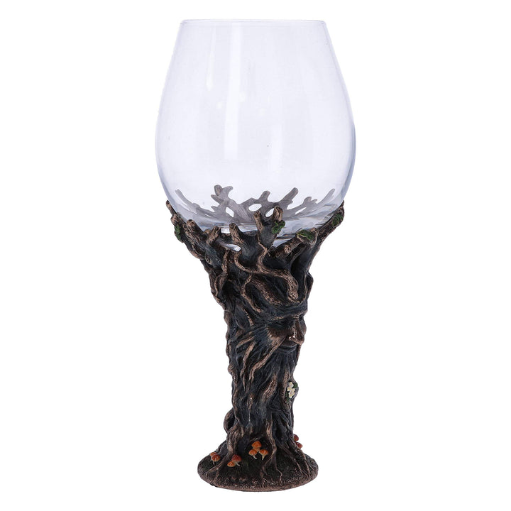 Bronze Forest Nectar Ancient Tree Spirit Green Man Goblet Wine Glass 23cm