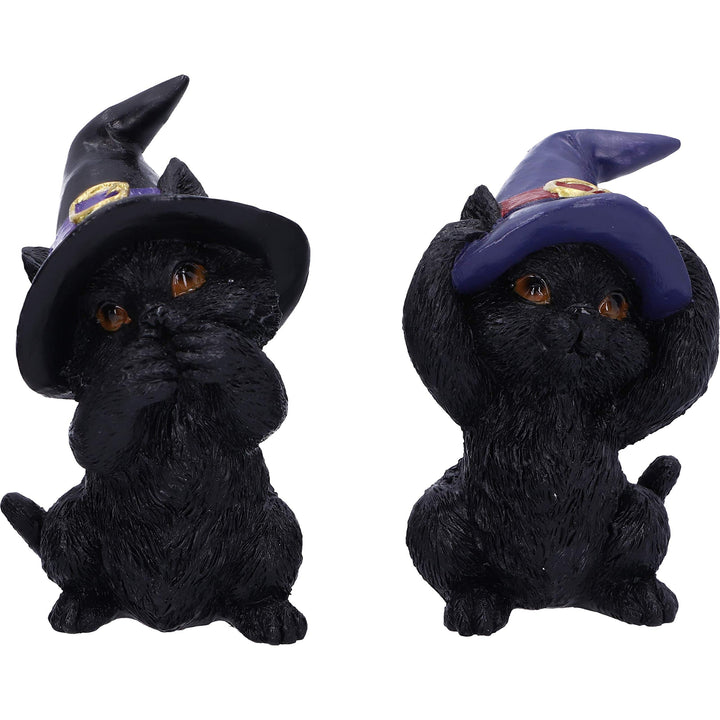 Three Wise Familiars See No Hear Speak Evil Black Cats Figurine 9.2cm