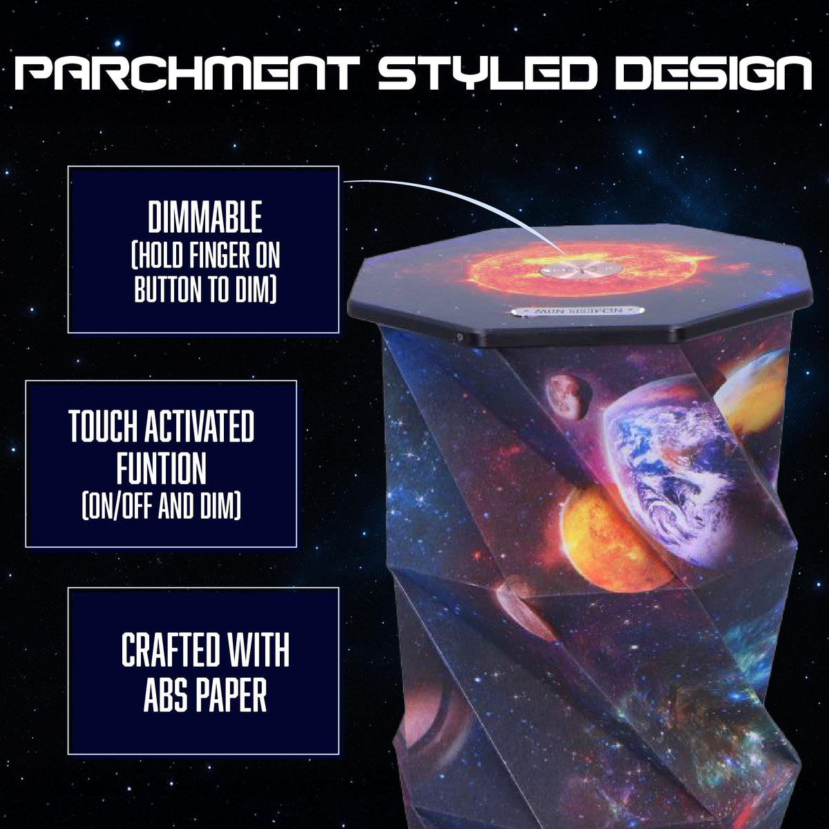 Solar System Foldable Lamp 21cm Rechargeable Powered USB 4