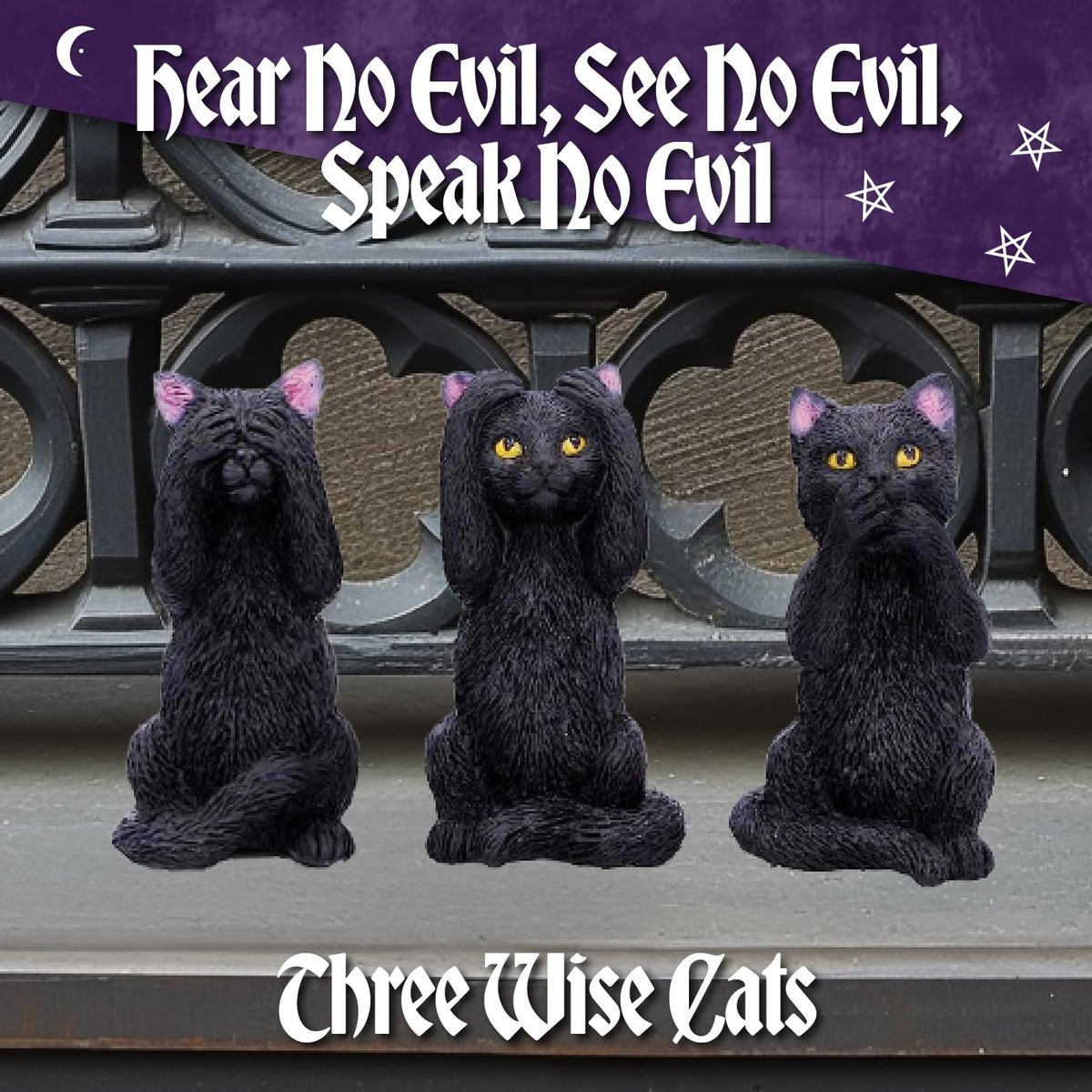 Three Wise Felines Black Cat Figures 8.5cm 5