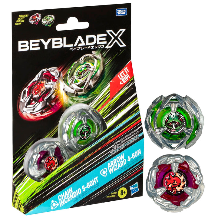 Beyblade X Chain Incendio 5-60HT and Arrow Wizard 4-60N Top Dual Pack Set