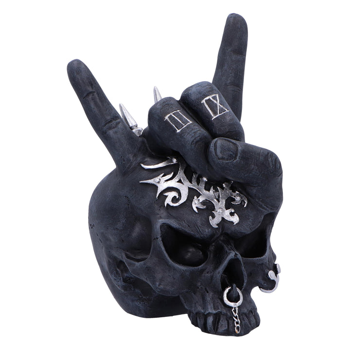 Horns Up Rocking Skull Ornament 17.5cm