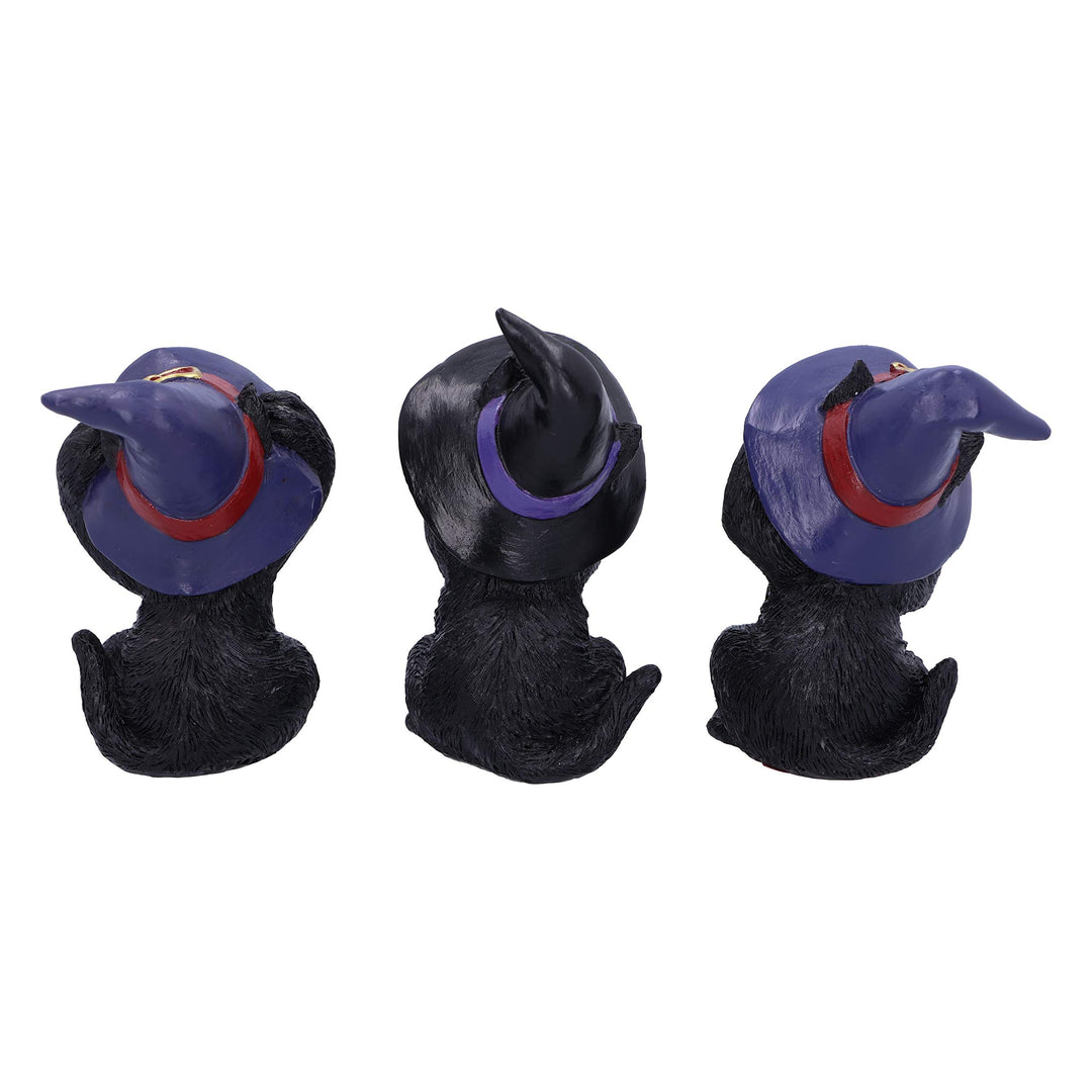Three Wise Familiars See No Hear Speak Evil Black Cats Figurine 9.2cm