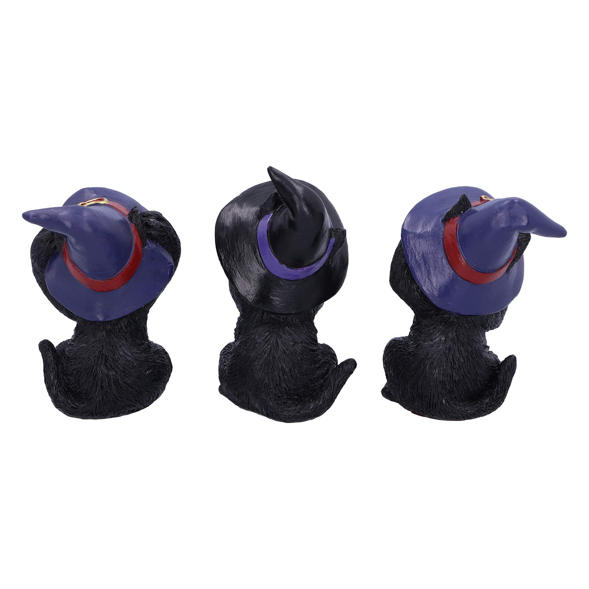 Three Wise Familiars See No Hear Speak Evil Black Cats Figurine 9.2cm 4